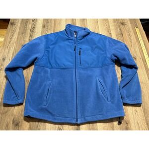 Chaps Fleece Jacket Mens Size L Blue Full Zip Mock Neck Mixed Media 49,578